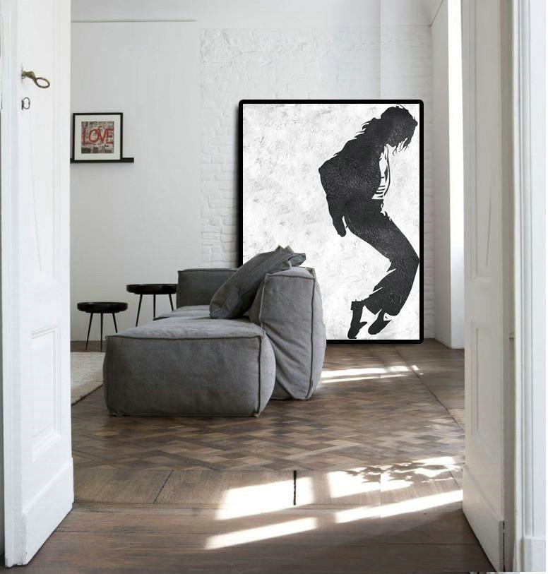 Extra Large Acrylic Painting On Canvas,Black And White Minimal Painting On Canvas - Modern Art